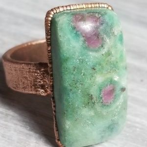 TVD Ruby Fuchsite Copper Electroform Ring SZ 6